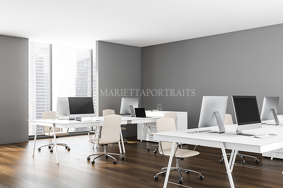 Gray open space office corner